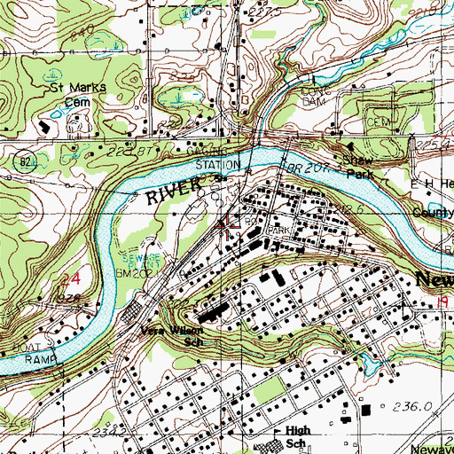 Topographic Map of Newaygo Station, MI