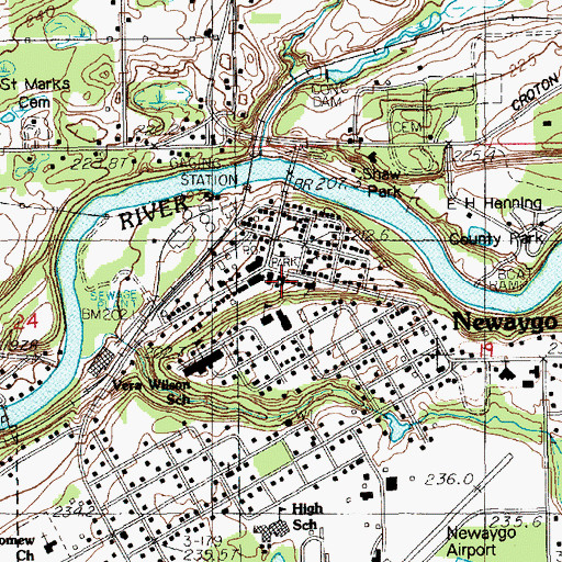 Topographic Map of First Baptist Church, MI