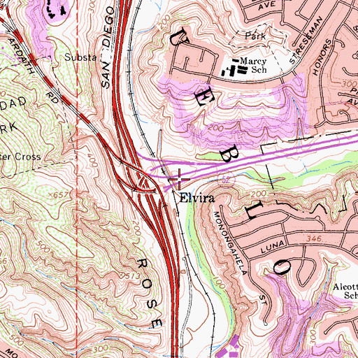 Topographic Map of San Clemente Canyon, CA