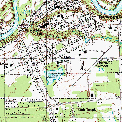 Topographic Map of Newaygo High School, MI
