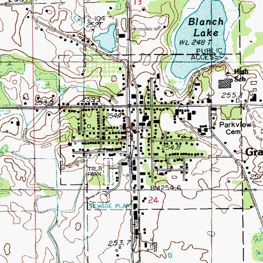 Topographic Map of Grant Station, MI
