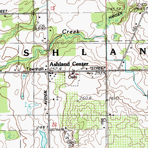 Topographic Map of Ashland Center Church of Christ, MI