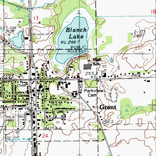 Topographic Map of Grant Reformed Church, MI
