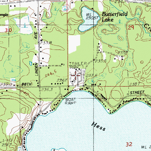 Topographic Map of Wierenga's Hess Lake Mobile Home Park, MI