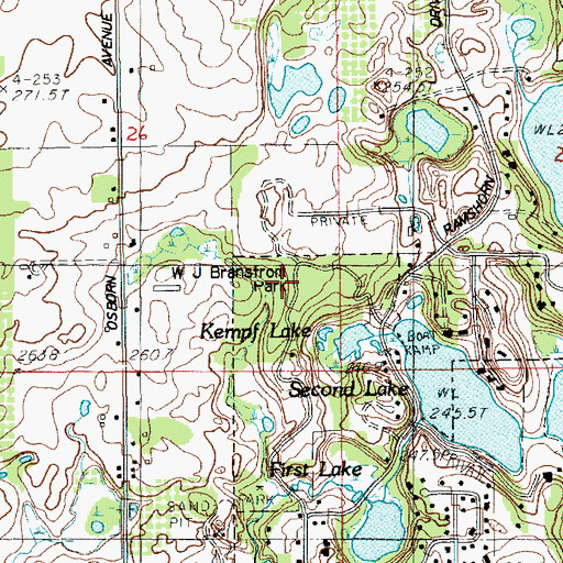 Topographic Map of WJ Branstrom Park, MI