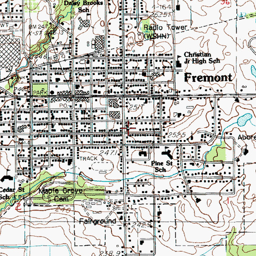 Topographic Map of Assembly of God Church, MI