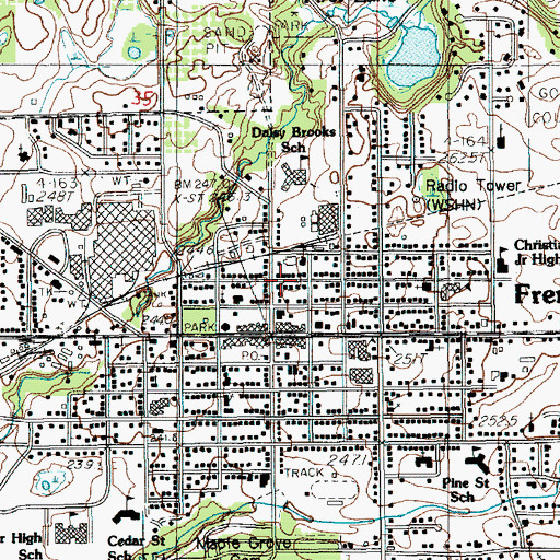 Topographic Map of Fremont Christian Church, MI