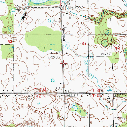 Topographic Map of Fremont Church of the Nazarene, MI