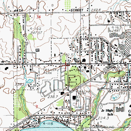 Topographic Map of Fremont Church of Christ, MI