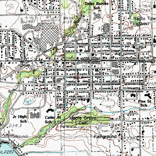 Topographic Map of First Baptist Church, MI