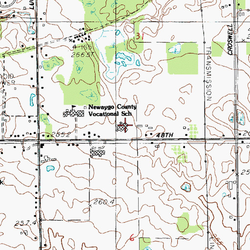 Topographic Map of Newaygo Medical Care Facility, MI