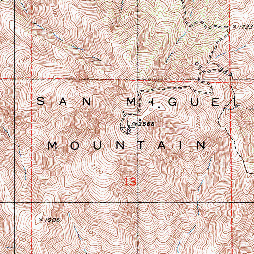 Topographic Map of San Miguel Mountain, CA