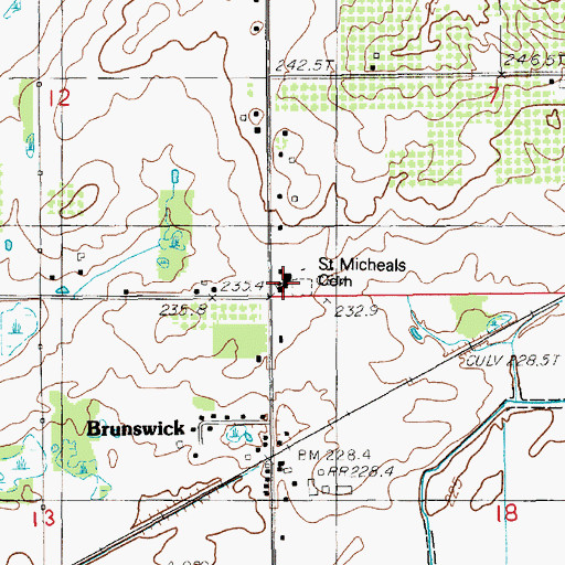 Topographic Map of Saint Michael Church of Brunswick, MI