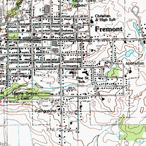 Topographic Map of Fremont United Methodist Church, MI