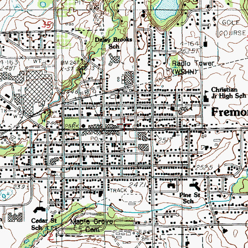 Topographic Map of Fremont City Hall, MI