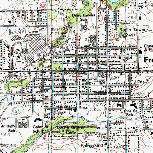 Topographic Map of Fremont Post Office, MI