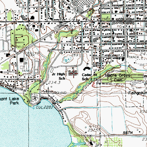 Topographic Map of Fremont Middle School, MI