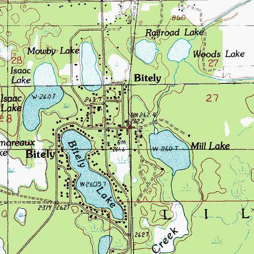 Topographic Map of Biteley Station (historical), MI