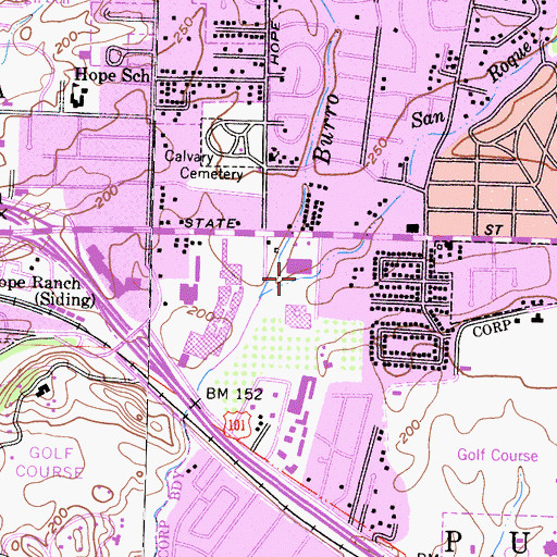 Topographic Map of San Roque Canyon, CA
