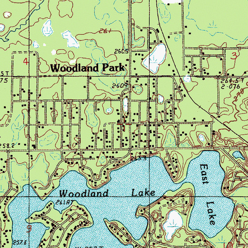 Topographic Map of First Baptist Church of Woodland, MI