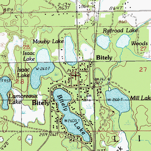 Topographic Map of Bitely Community Church, MI