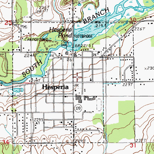 Topographic Map of Hesperia Medical Center, MI