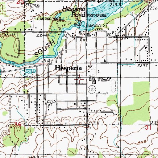 Topographic Map of Hesperia High School, MI