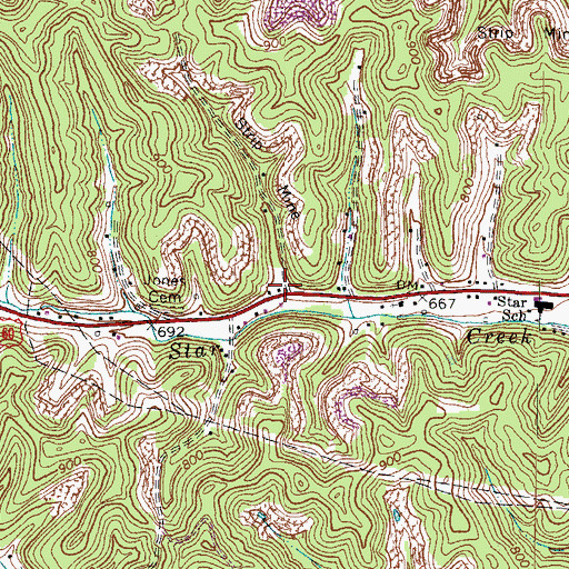 Topographic Map of Dinnens Branch, KY