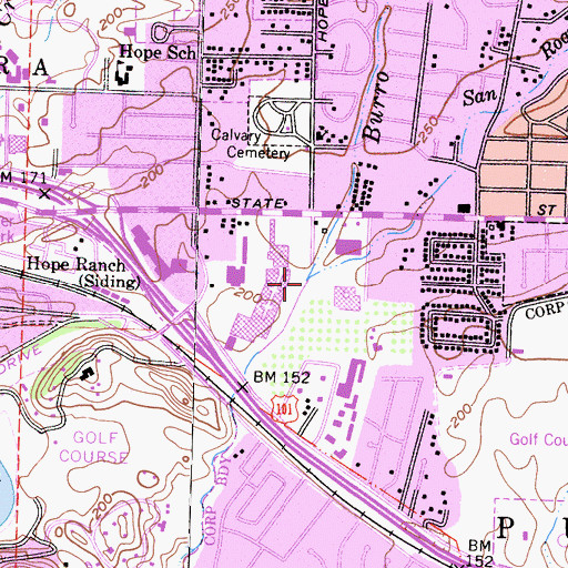 Topographic Map of San Roque Creek, CA