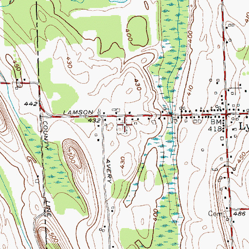 Topographic Map of Lysander Cemetery, NY