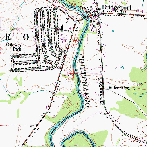 Topographic Map of Bridgeport Cemetery, NY