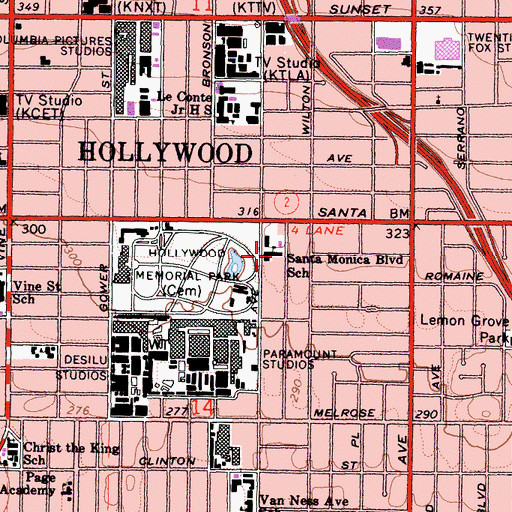 Topographic Map of Santa Monica Elementary School, CA