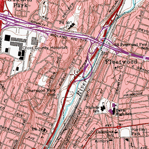 Topographic Map of James P Scotti Junior Park, NY