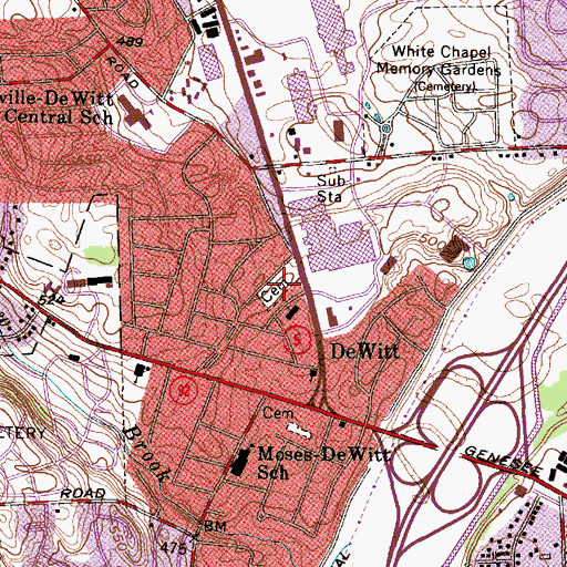 Topographic Map of DeWitt Cemetery-New Section, NY