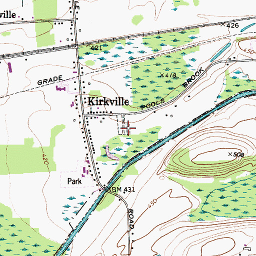 Topographic Map of Kirkville Cemetery, NY