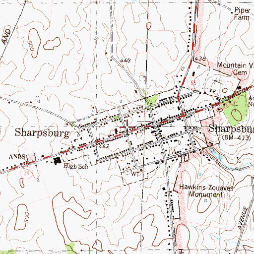 Topographic Map of First Methodist Cemetery, MD