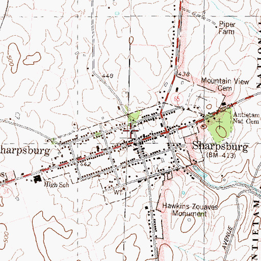 Topographic Map of Reformed Cemetery, MD