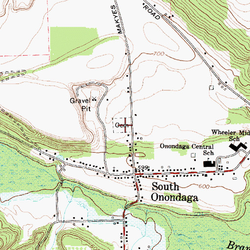 Topographic Map of South Onondaga Cemetery, NY