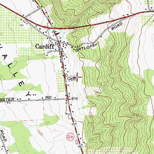Topographic Map of Cardiff Cemetery, NY