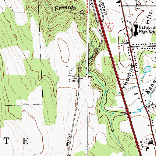 Topographic Map of Webb Hollow Cemetery, NY
