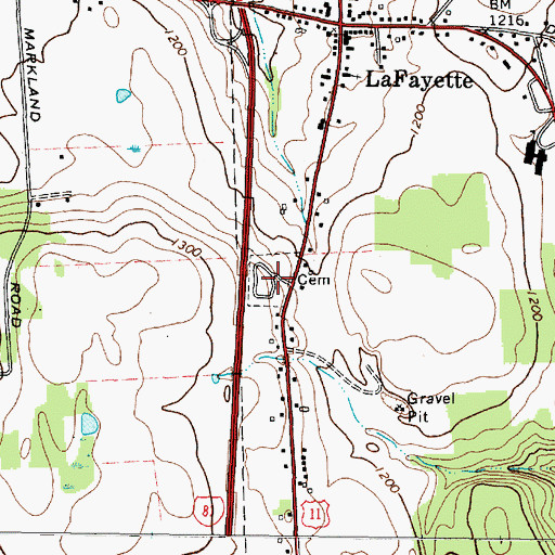 Topographic Map of LaFayette Rural Cemetery, NY