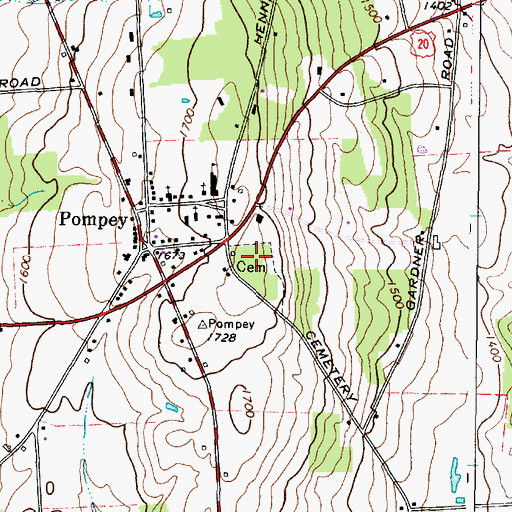 Topographic Map of Pompey Hill Protestant Cemetery, NY
