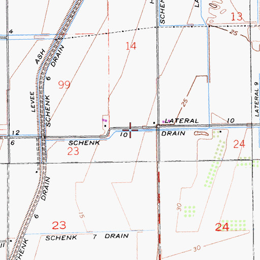 Topographic Map of Schenk Ten Drain, CA