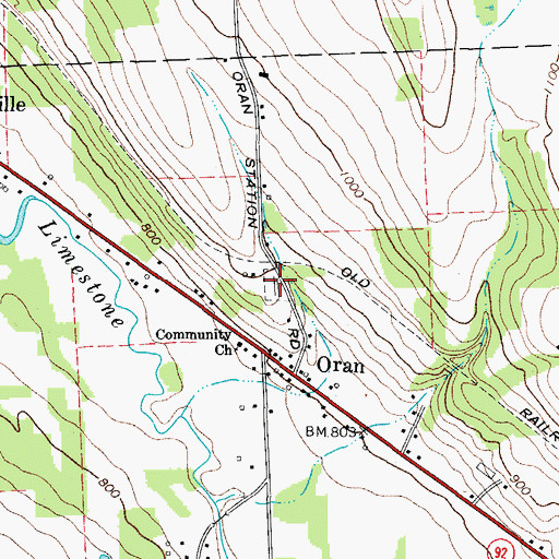 Topographic Map of Oran Cemetery, NY