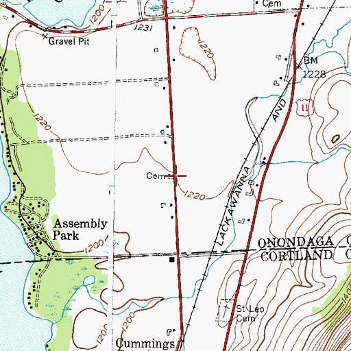 Topographic Map of Old Tully Cemetery, NY