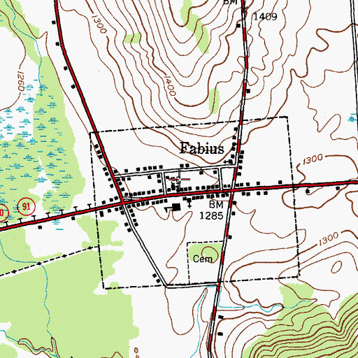 Topographic Map of Old Fabius Cemetery, NY