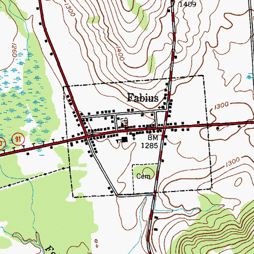 Topographic Map of Fabius Baptist Church, NY