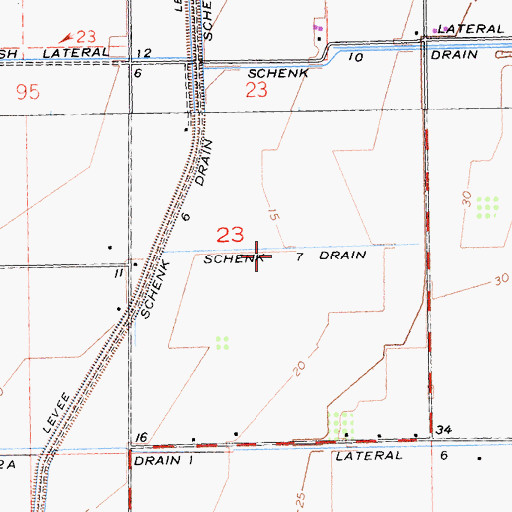 Topographic Map of Schenk Seven Drain, CA