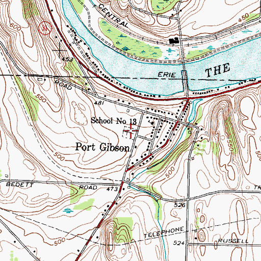 Topographic Map of Port Gibson Rural Cemetery, NY