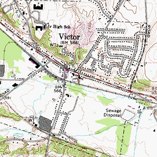 Topographic Map of Victor Village Cemetery, NY